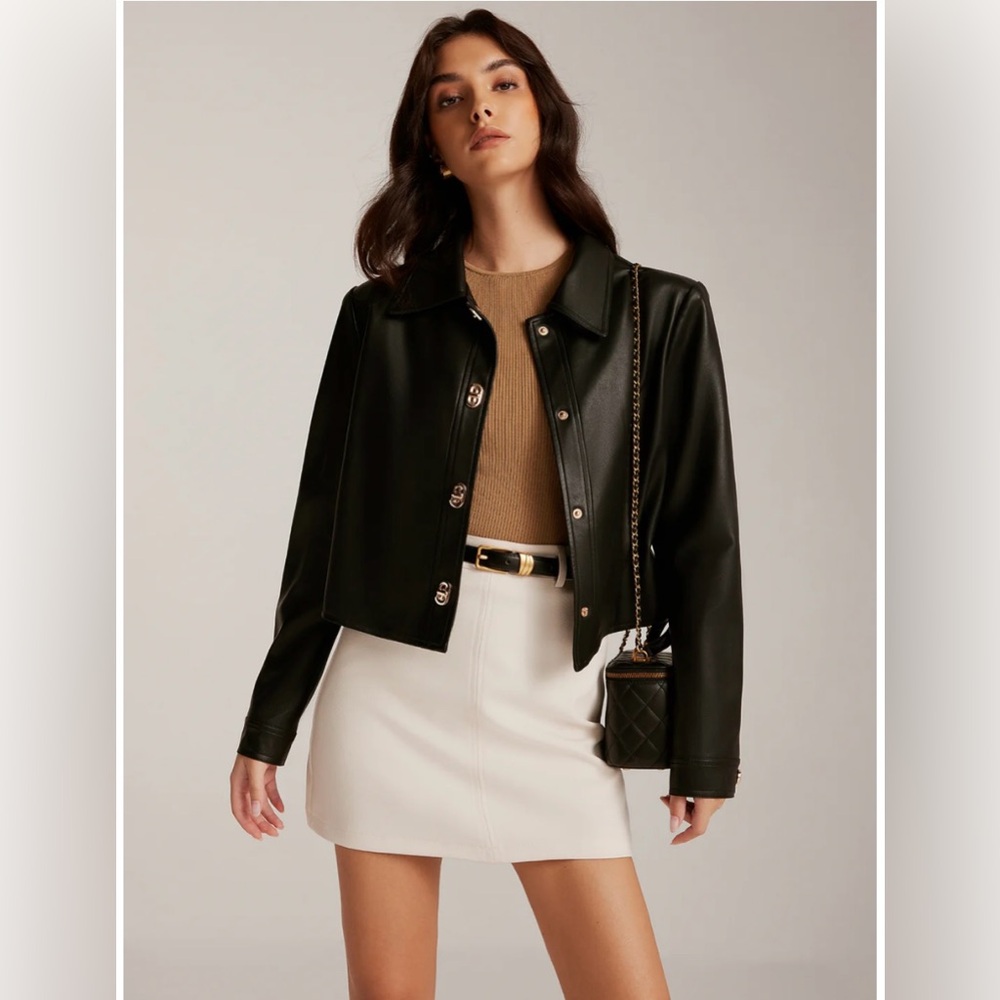 Commense Faux Leather Jacket Black Size L NWT Retail $60